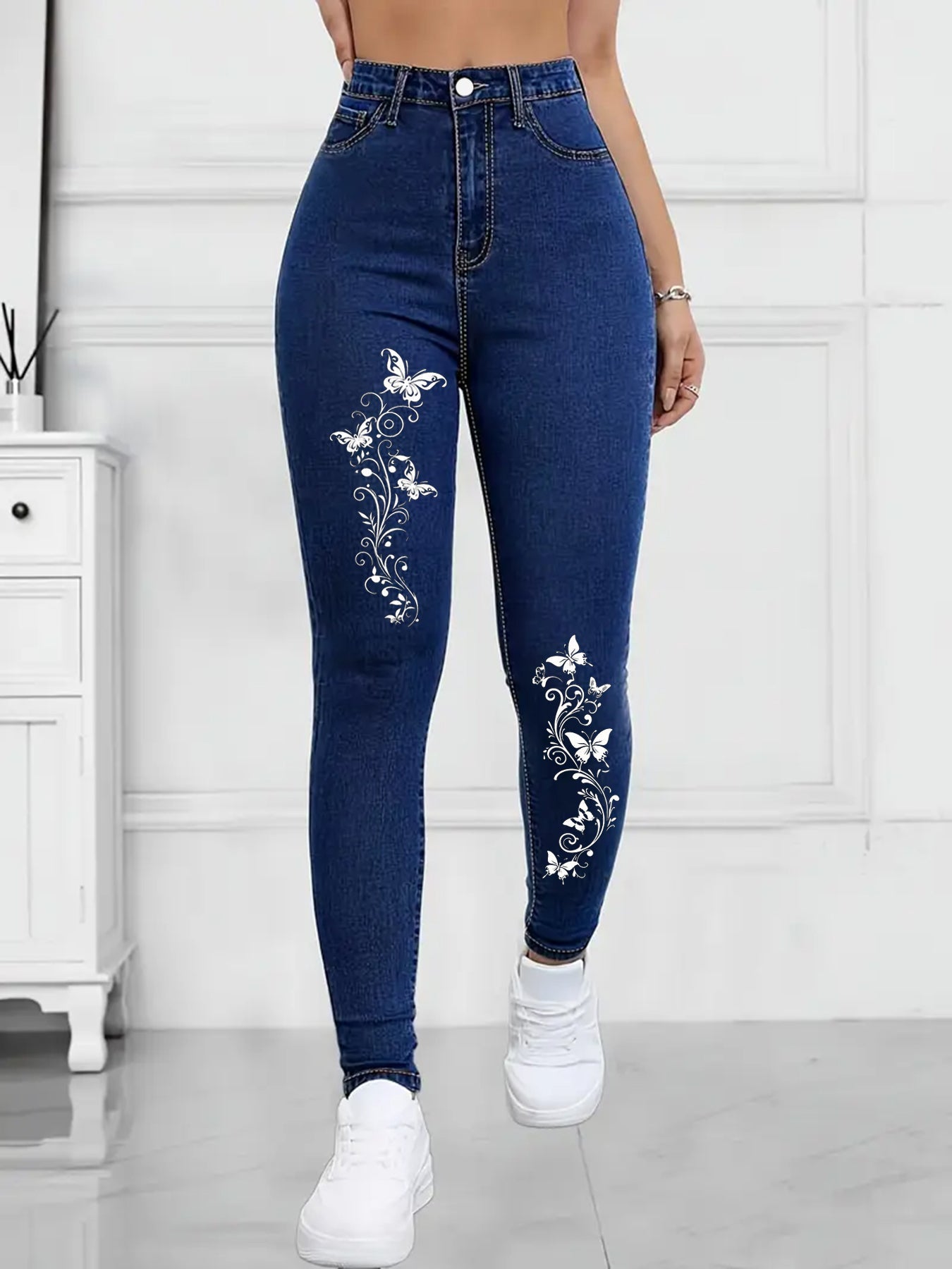Autumn European And American Embroidered Jeans, Pencil Pants, Small Legs, Women’s New Style, Foreign Trade Quality, Casual, Tall, Skinny, Slimming Pants, Jeans, Women’s Small Legs