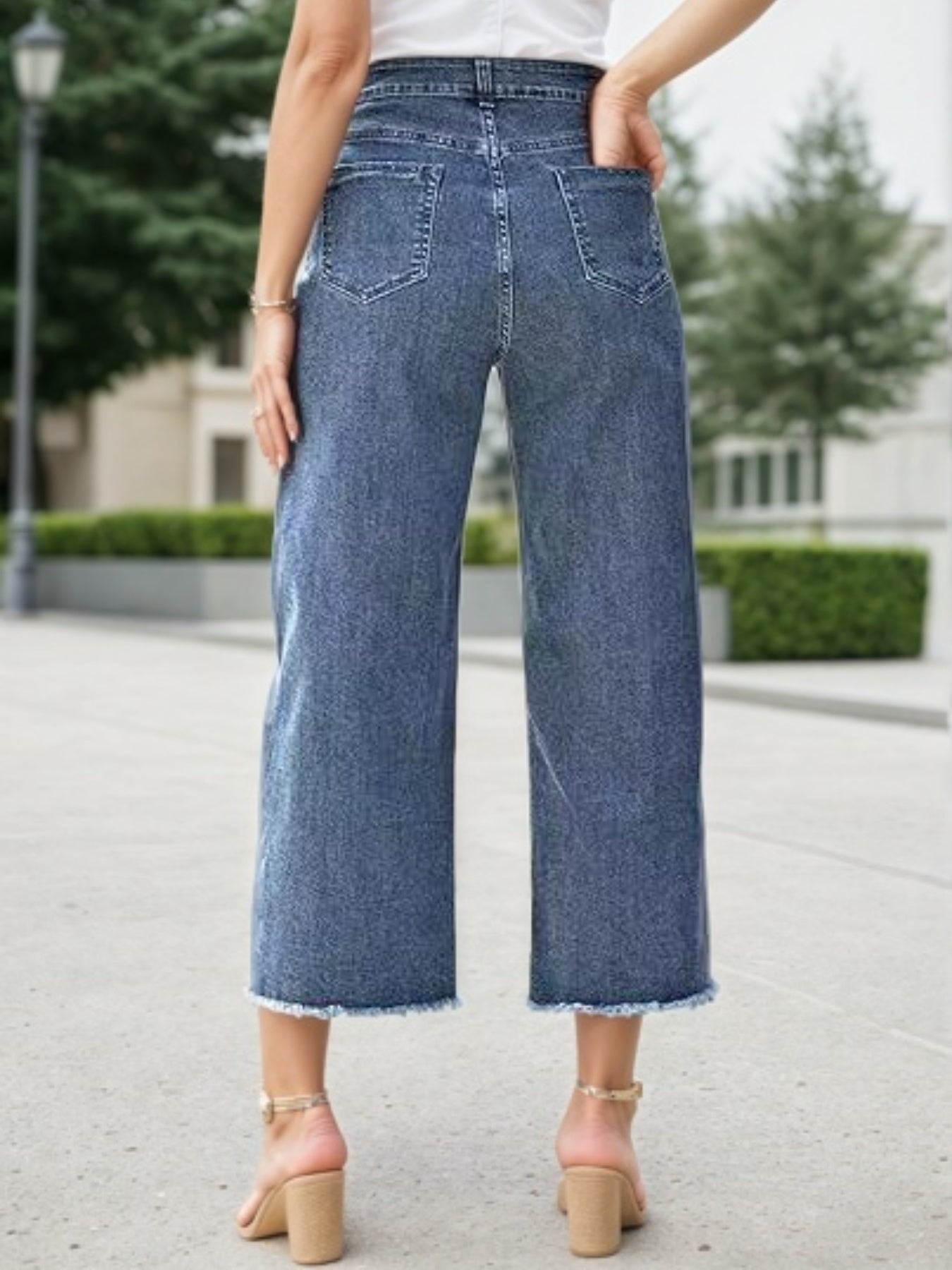 New Women’s Fashionable Casual Plus Size Jeans, High Waist Wide Leg 7-inch Straight Leg Jeans, Suitable For Various Clothing, Women’s Plus Size Women’s Clothing