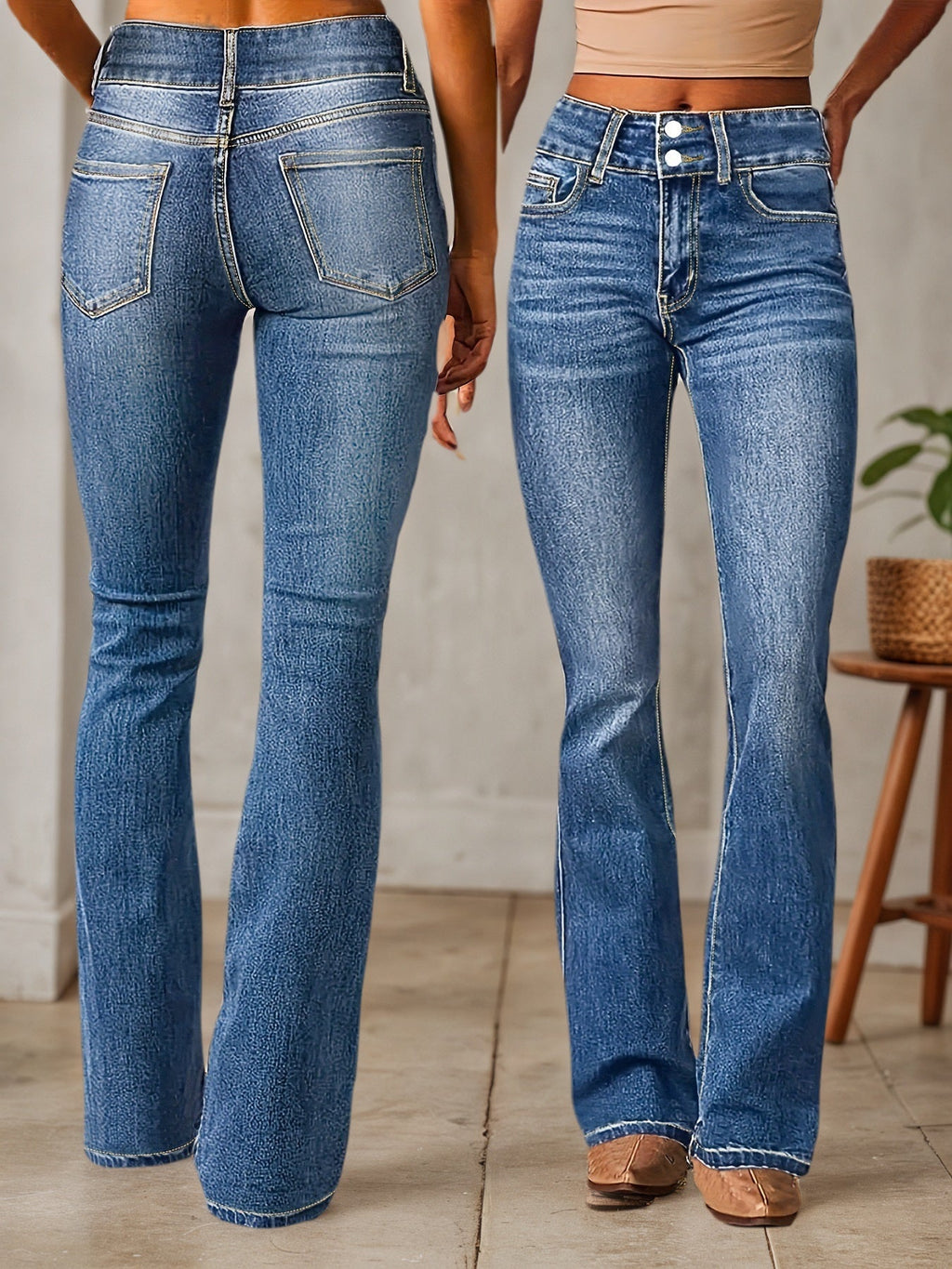 New Women’s Denim Pants, High Waisted Pants, Micro Flared Jeans