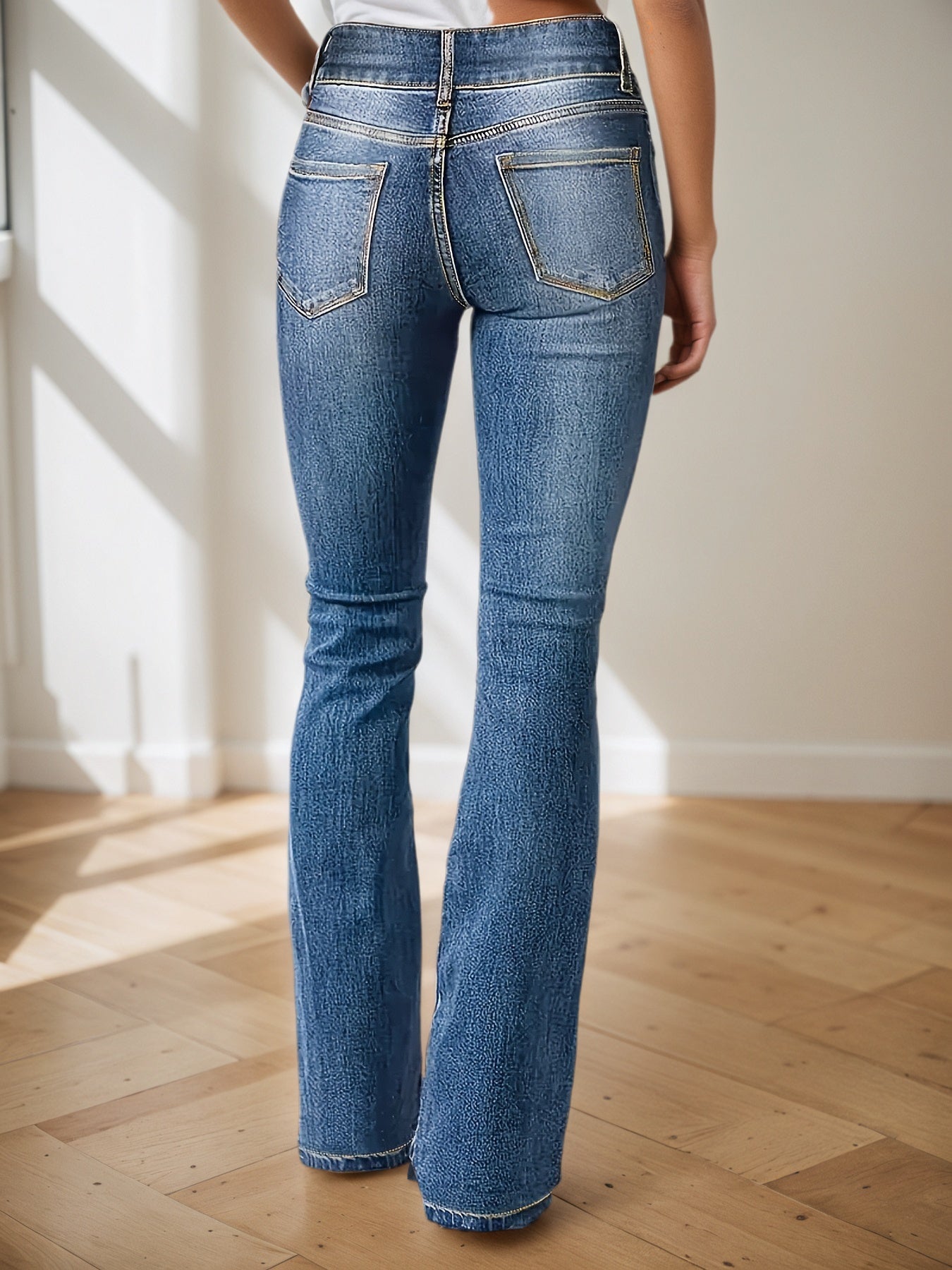 New Women’s Denim Pants, High Waisted Pants, Micro Flared Jeans