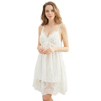 Camisón blanco de encaje estilo princesa para mujer elegante