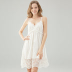 Camisón romántico blanco de encaje para mujer cómodo y ligero