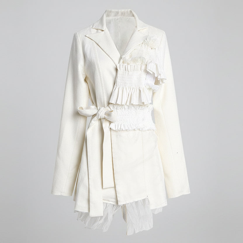 Chaqueta estilo británico elegante para mujer color blanco