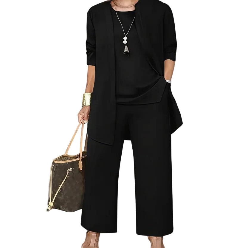 Conjunto elegante de dos piezas para mujer color sólido