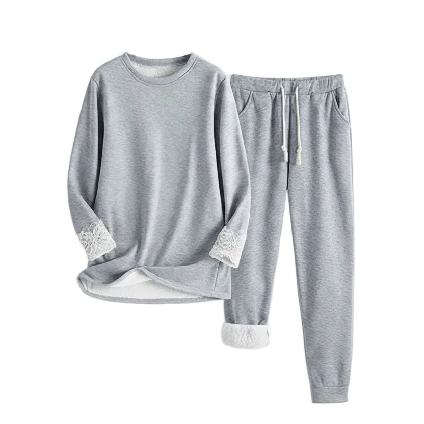 Vista frontal del conjunto lounge mujer manga larga estilo dulce