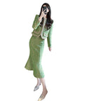 Conjunto femenino moderno de dos piezas verde para mujer