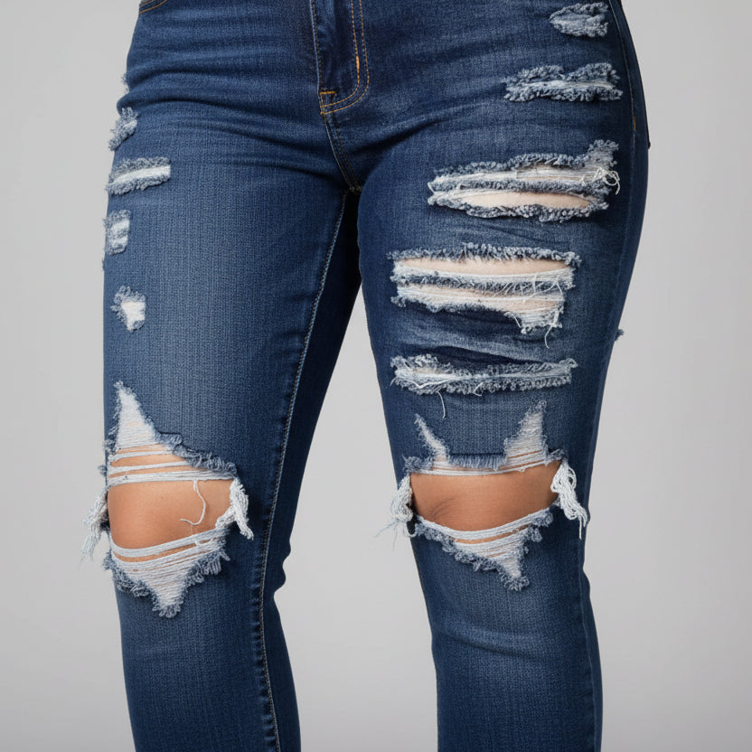 Jeans slim fit de denim elástico para mujer