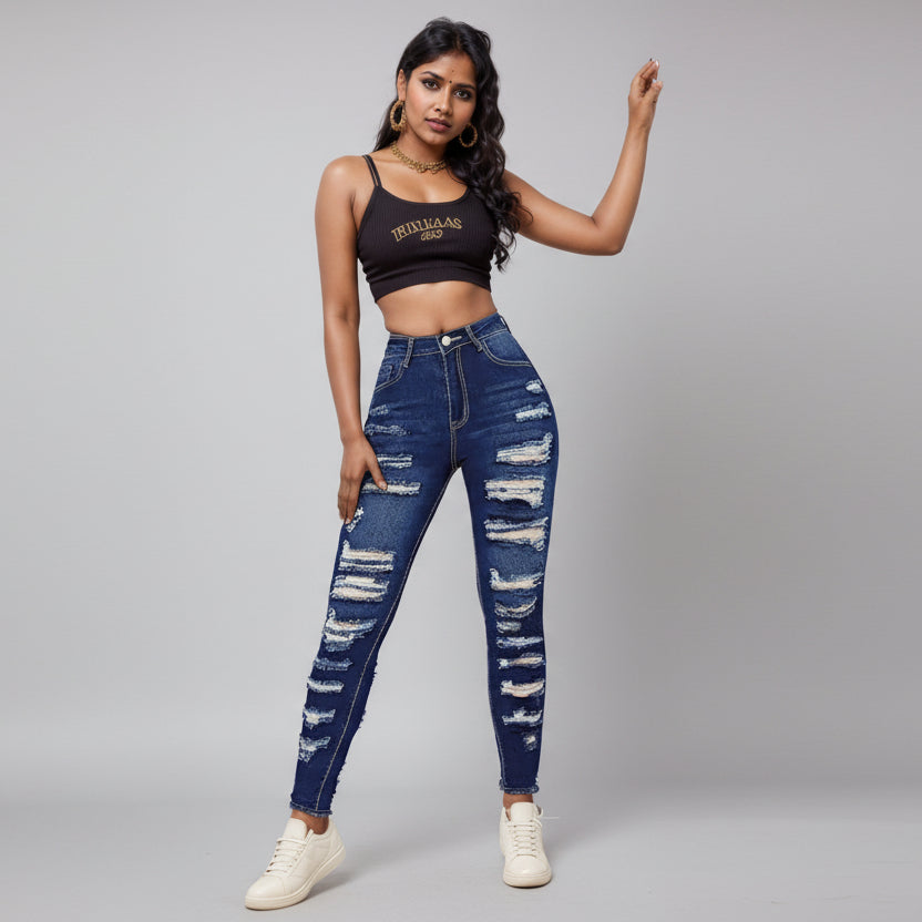 Jeans rotos urbanos para outfit casual femenino