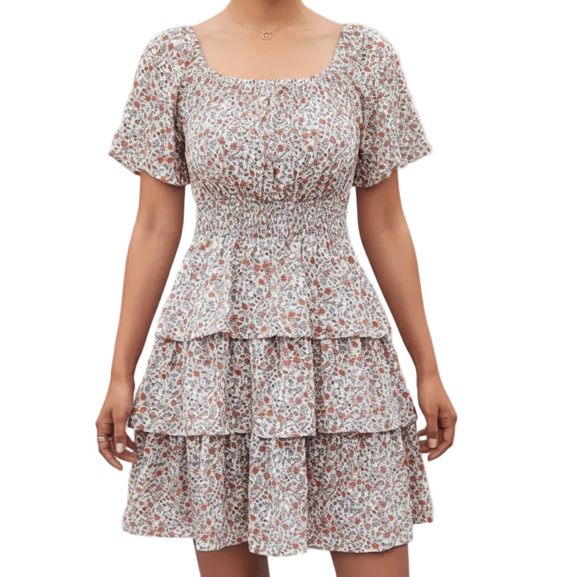 Vestido corto floral de verano para mujer estilo bohemio