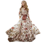 Vestido largo fluido con estampado de flores para mujer
