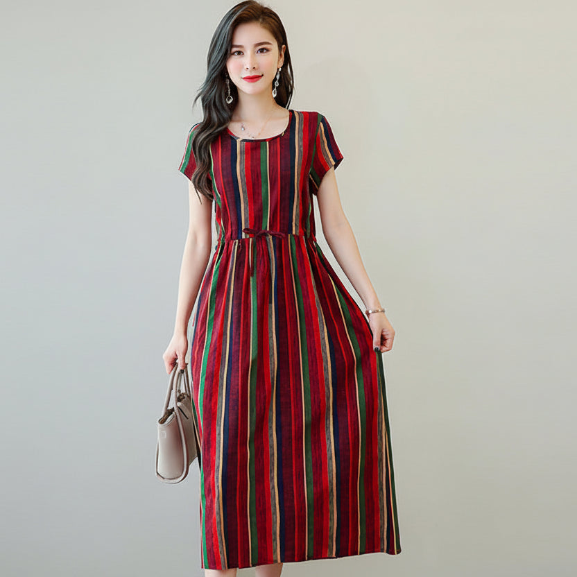 Vestido ligero y transpirable de algodón y lino mujer