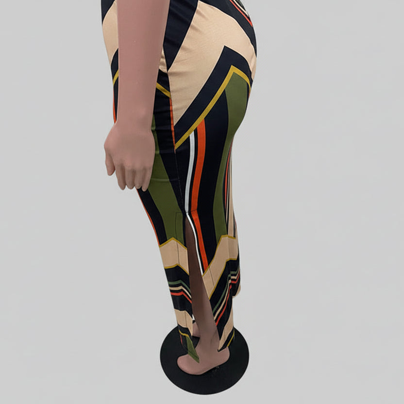 Vestido maxi falda irregular estilo chic y elegante mujer