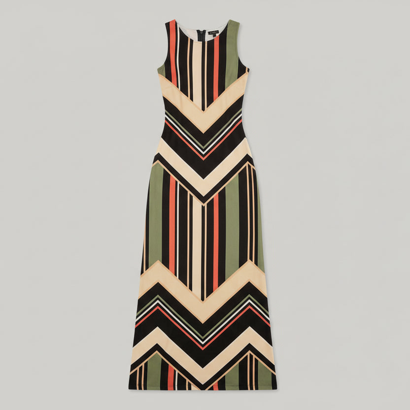 Vestido maxi a rayas coloridas con abertura lateral para mujer