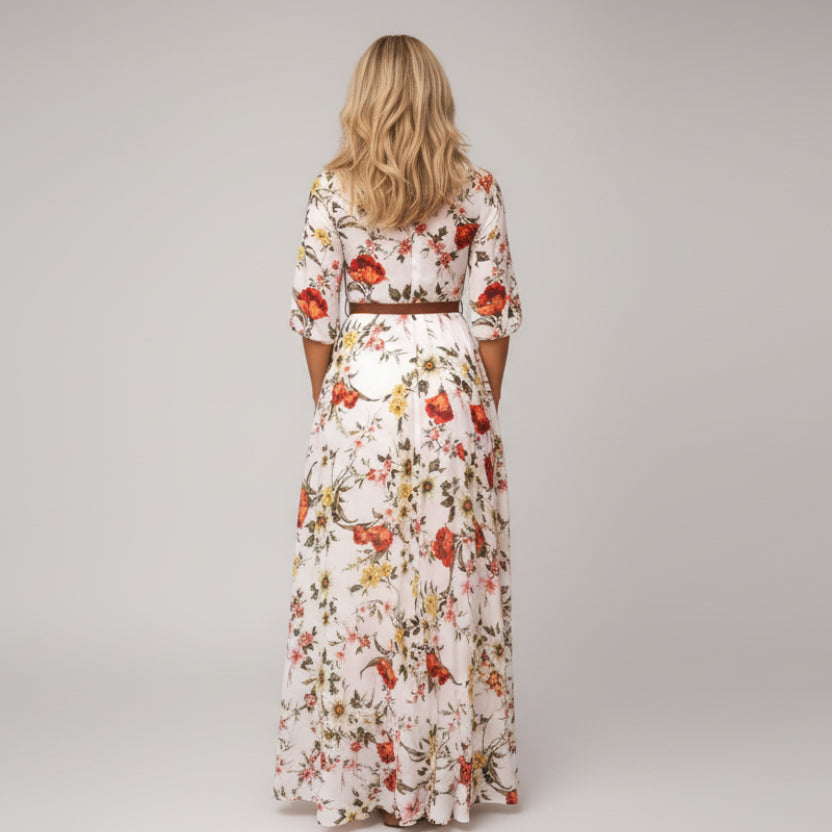 Vestido maxi romántico floral cómodo y femenino mujer